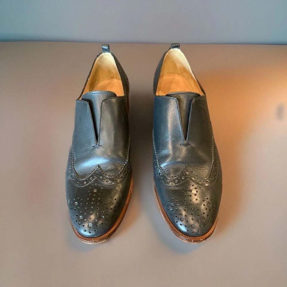 Zapatos Oxford J.Crew Azul Marino Sin Cordones Para Mujer Talla 6 Cuero Genuino Hechos en Italia Foto 2 de 4