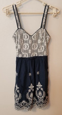 Rue 21 Dress Size 1 Blue Embroidered Floral Lace Lined Party Sundress