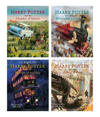 Harry Potter 4 Books Collection Set - Illustrated Editions 1 - 4 By J.K. Rowling