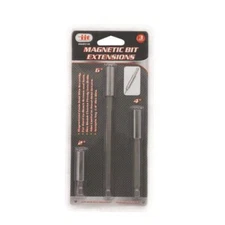 IIT 3pc Magnetic Bit Extensions 2" 4" 6" Lengths 1/4" Drive Bits Set Tools 64510