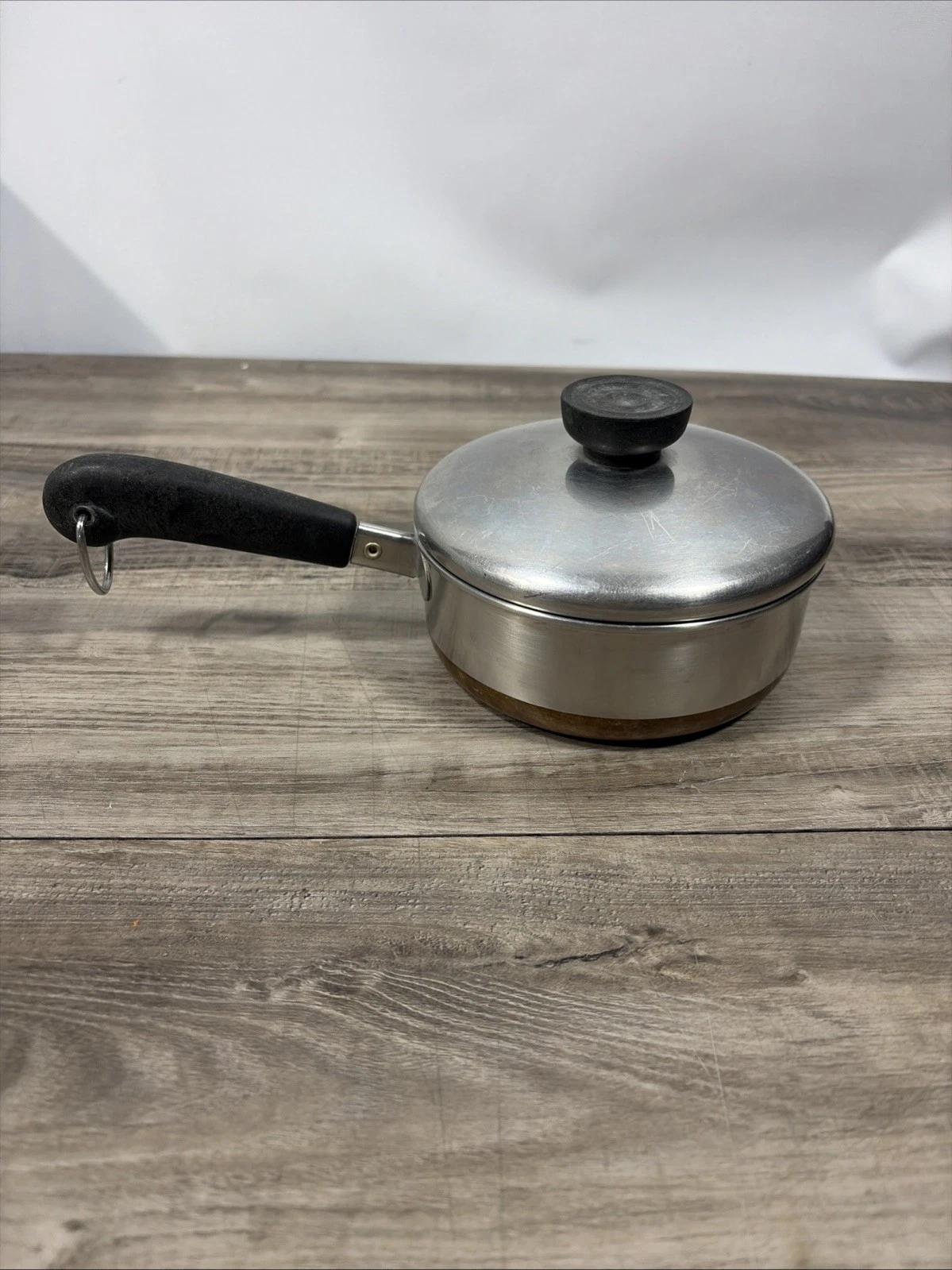 Vtg Revere Ware 1801 3/4 Qt Copper Bottom Sauce Pan Clinton ILL W/Lid
