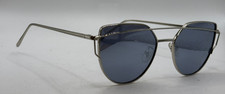 Sojos SJ1001 C2 Silver Frame Black Mirrored Flat Lens Cat Eye Sunglasses