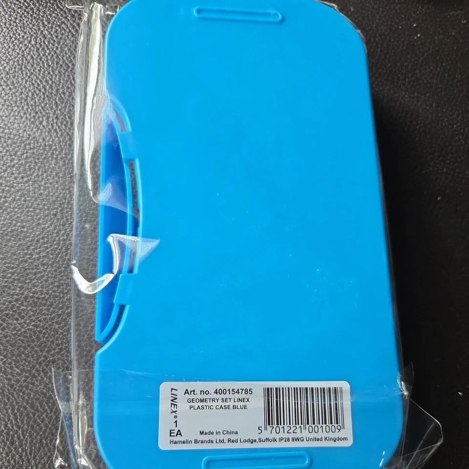Linex Mathe Geometrie Set, 10-teiliges Prüfungsset mit transparentem Etui Blau Neu - Bild 2 von 2