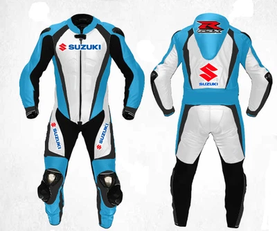 Suzuki tenue sportive moto cuir homme combinaison armure protection renforcée CE - Photo 1/2