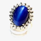 Blue CatEye Ring / Prong Mounted Marquis Rhinestone Halo - 925 From ColleenLopez — photo 8