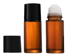 2 Pcs 50ml Brown Glass Essential Oil Roller Refillable Roll On Deodorant Bottles