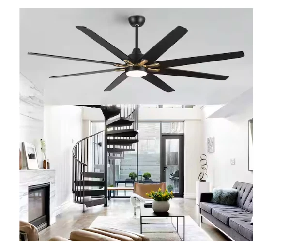 YUHAO 72" Industrial Negro Dorado LED Ventilador de Techo Luz Regulable Motor DC Control Remoto Foto 3 de 4
