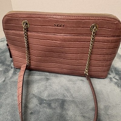 DKNY Bryant Top Zip Park Dome Shoulder Bag- Antiqued Rose (Pink) Y2K