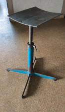 Vintage industrial Soviet factory stool Soviet USSR adjustable blue chair metal