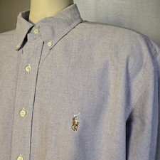 Ralph Lauren Yarmouth Mens Size 17 32/33 Purple Long Sleeve Button Cotton Shirt