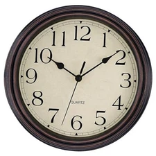  Retro Silent Non-Ticking Round Classic Clock Quartz Decorative 12 Inch Bronze