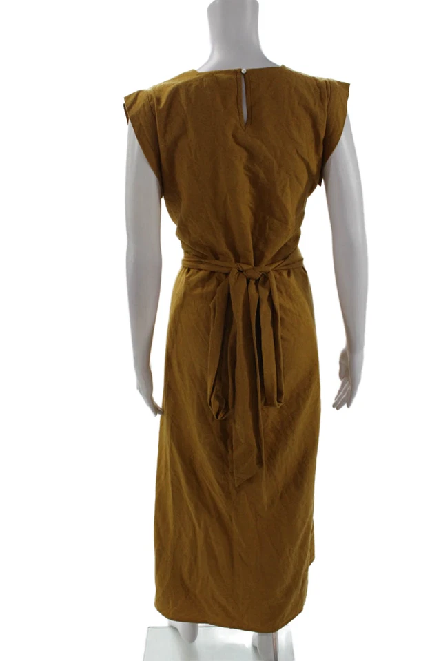 Doen Women Maxi Wrap Silk Dress Brown Square Neck Button Size M - Image 3 of 4