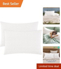 Set of 2 Waffle Weave Cotton Pillow Shams Standard Size