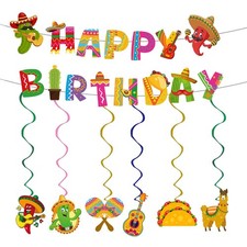Mexican Fiesta Birthday Decorations, Colorful Mexican Banner Cinco De Mayo Ga...
