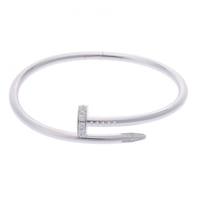 CARTIER Women Bracelet K18 White Gold WG diamond Juste un Clou Bracelet #17