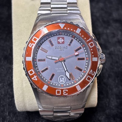 Zodiac Sea Ghost Men's Watch Z02404 - Orange Bezel Gray Dial 38.5