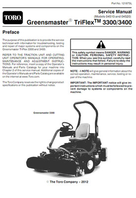 Toro Greensmaster TriFlex 3300 Service Repair Manual 