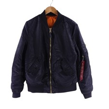 Alpha Industries Mens Large MA-1 Bomber Flight Jacket Black Orange Lining