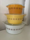 Vintage Pyrex Town and Country Casserole Set of 3 with Lids
