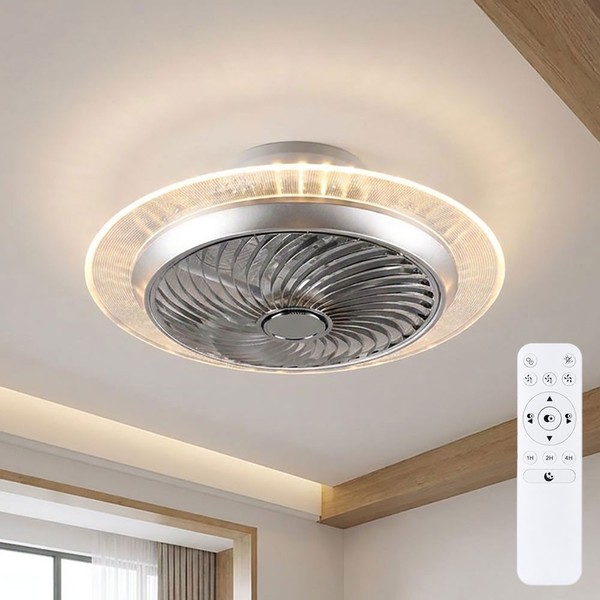 Led Decken Ventilator Leise Timer LüFter Fernbedienung Tages-Licht Lampe Dimmbar-image