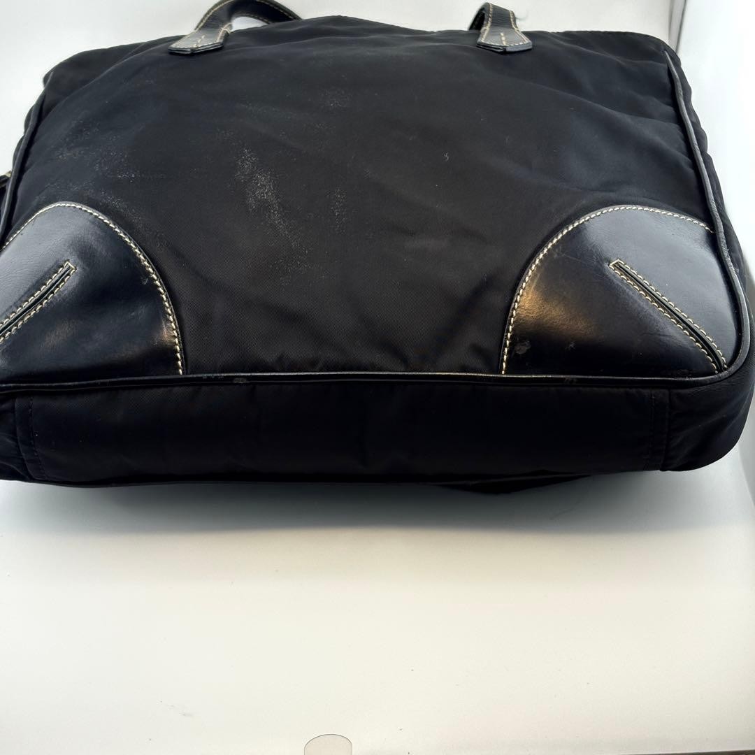 PRADA nylon 2WAY shoulder tote bag black leather accents with storage bag thumbnail 14