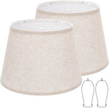 Large Drum Lamp Shades Set of 2, 12"Top x 16"Bottom x 11"High, Beige Lampshad...
