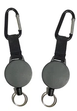 2 ALAZCO Heavy Duty Retractable Key Chain & Badge Reel Holder W/Carabiner Clip
