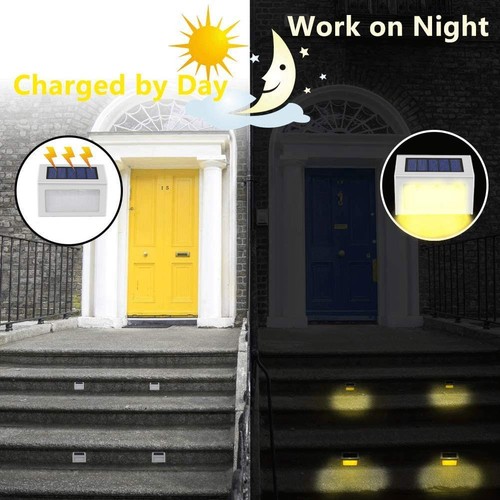 Solar Lights for Steps Deck Solar Stair Light Outdoor Waterproof Stainless St... - Foto 2 di 9