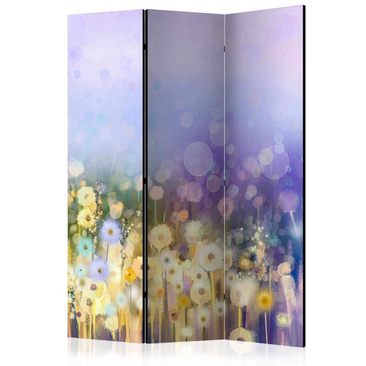 Paravent 3 volets Painted Meadow 135x172 cm en bois et toile tendue