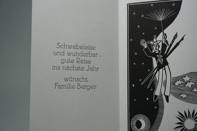 Roland R. Berger New Year Wishes for 2005 Woodblock Print Signed 2004 1.58Z