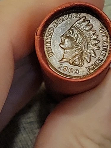 Blazing Bu 1909 & S Mint Reverse Indian Head Penny Ends Of Lincoln Wheat Roll