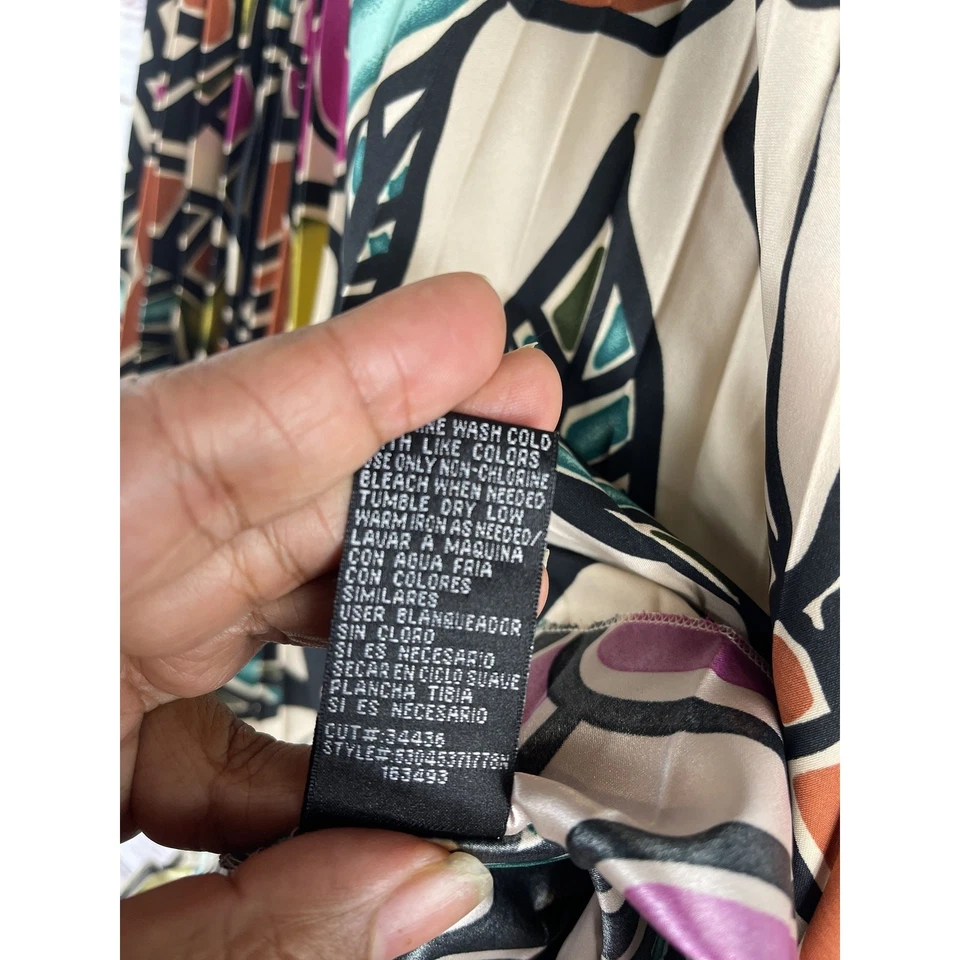 Falda Nicole Miller Mujer 4 Multicolor Plisada Floral Geométrica Midi Boho Retro Foto 4 de 4