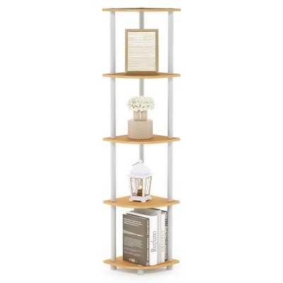 Furinno TURN-N-TUBE Corner Shelf, 5-Tier 1-Pack, Beech/White 