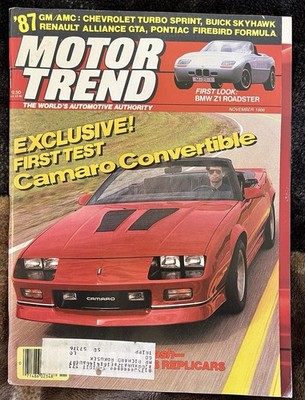 Motor Trend Magazine NOV 1986 Chevrolet Camaro Convertible IROC-Z Featured