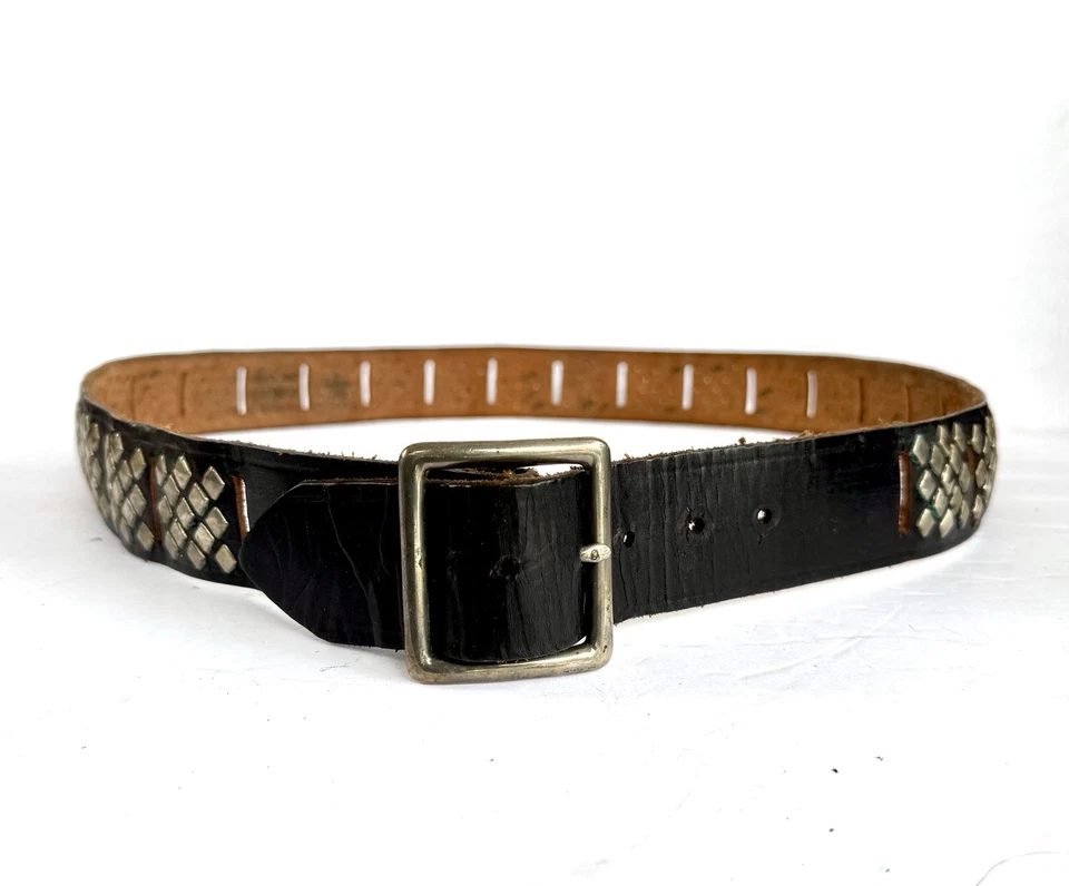 Cinturón HTC Hollywood Trading Co Vintage Cuero Negro Reciclado De Colección Talla 40 43 XL Foto 2 de 4