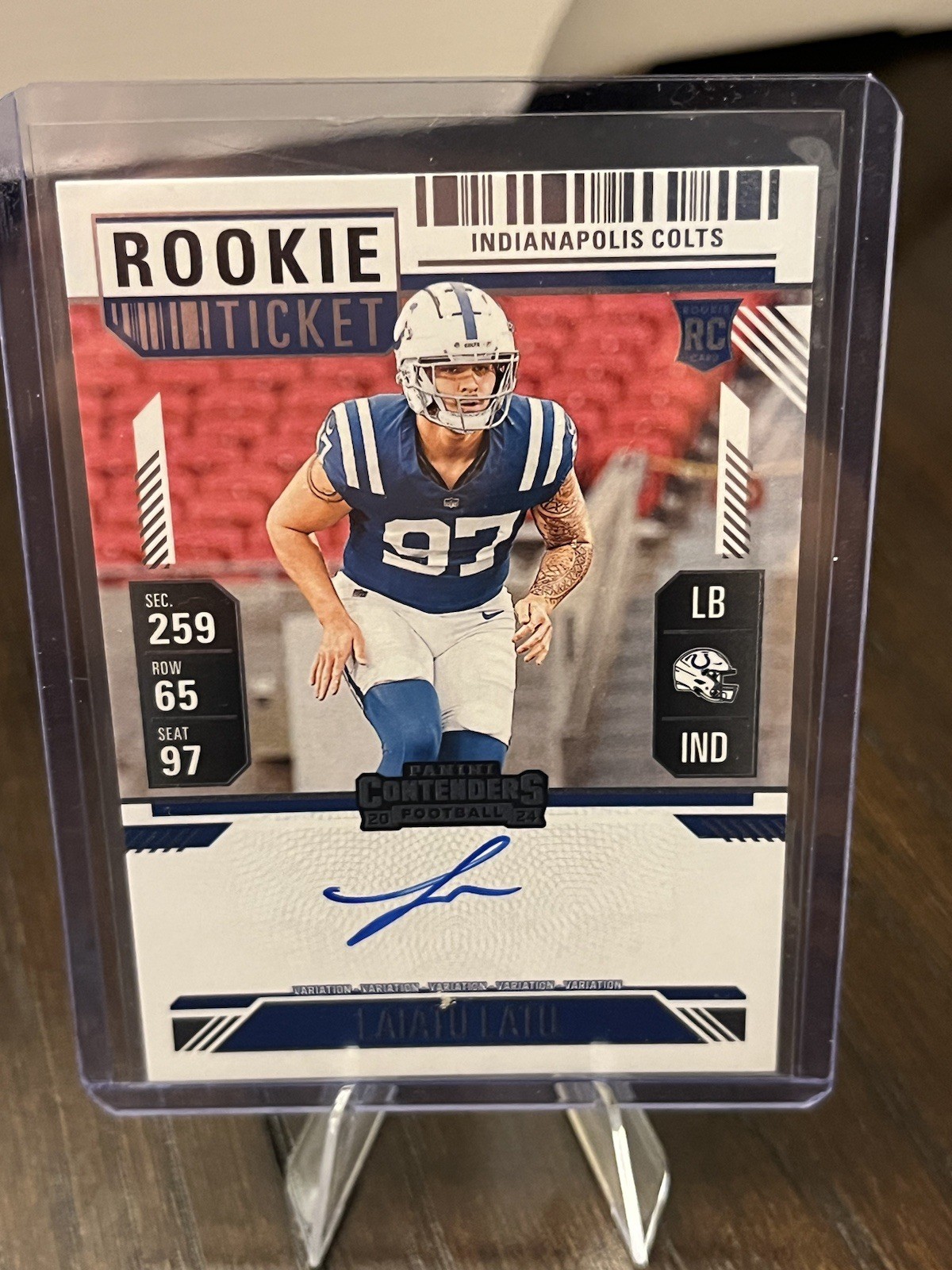 LAIATU LATU 2024  Contenders Rookie Ticket On-Card AUTO Card COLTS Variation RC