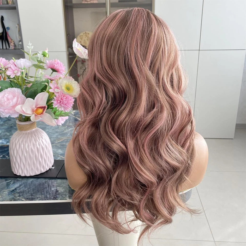 Шоколадно-коричневый с розовым париком подсветка 13x4 парики с кружевной передней частью свободное тело волна... - Изображение 4 из 4