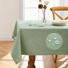 Rectangle Linen Tablecloth Waterproof  Stain Resistant, Wrinkle-Free Table Clot