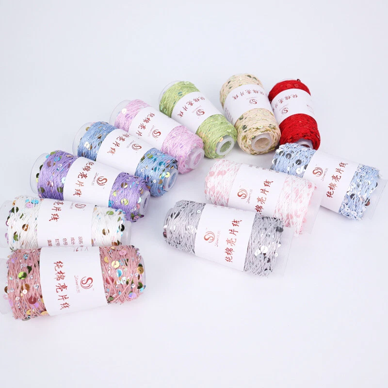 Fil En Coton À Sequins 50G 160M 6Mm+3Mm Brillant Pour Tricot Et Crochet DIY - Photo 4/4