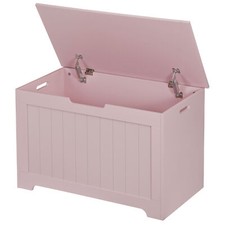 Wooden Toys Box Storage Chest Bench Organizer for Home Bedroom w/2 Safety Hinge