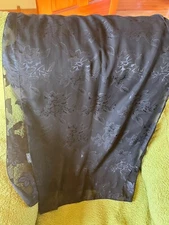 Vintage Made in USA Cejon Black Floral Polyester Neck Scarf - 70 x 20.5 inches -