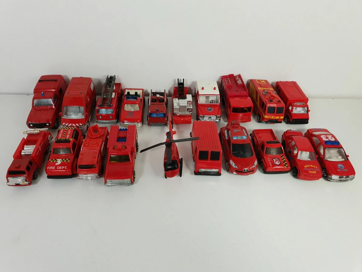 Gros Lot 20 voitures camions pompiers dt Majorette Norev Matchbox jouets  vintage