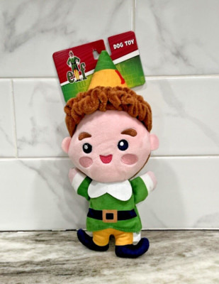 BUDDY THE ELF Holiday 9'' Squeaky Plush DOG TOY Fetch For Pets Christmas Squeaker