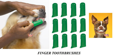 12 PET DOG CAT Finger Pro DENTAL Teeth RUBBER TOOTH BRUSH ORAL