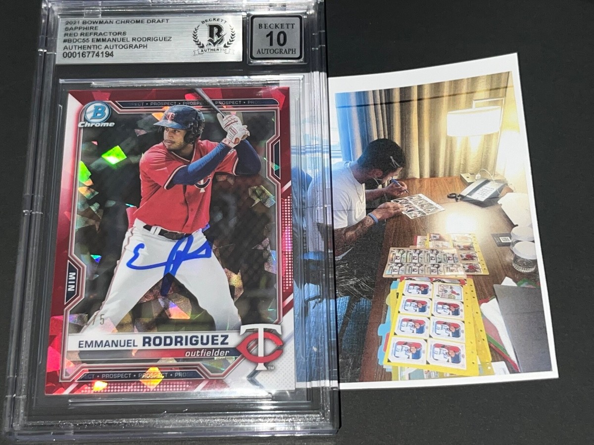 Emmanuel Rodriguez Twins SIGNED 2021 BOWMAN Sapphire Red Refractor 