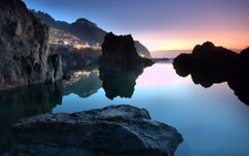 Landscape sea r alaska water sunlight reflection rocks Custom Gaming Mat Desk