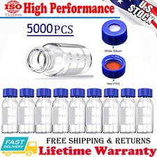 5000PCS HPLC GC 2mL Autosampler Clear Vials Screw Caps PTFE Silicone Liner 9-425