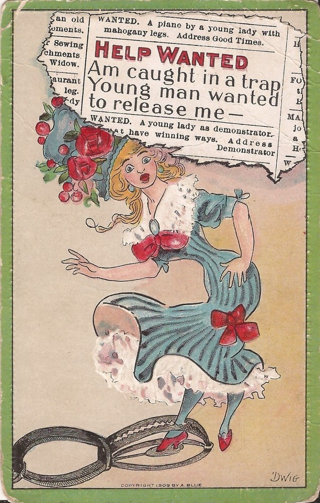 HELP WANTED COMIC : Trapped, Need Young Man to Release - ARTIST SIGNED DWIG 1908