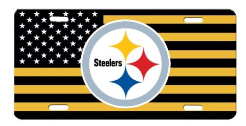 Pittsburgh Steelers American Flag High Gloss License Plate - Picture 1 of 2