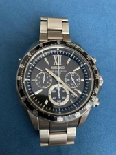 Seiko Brightz SAGA105 Radio wave control Date Black Solar Mens Watch Auth Works